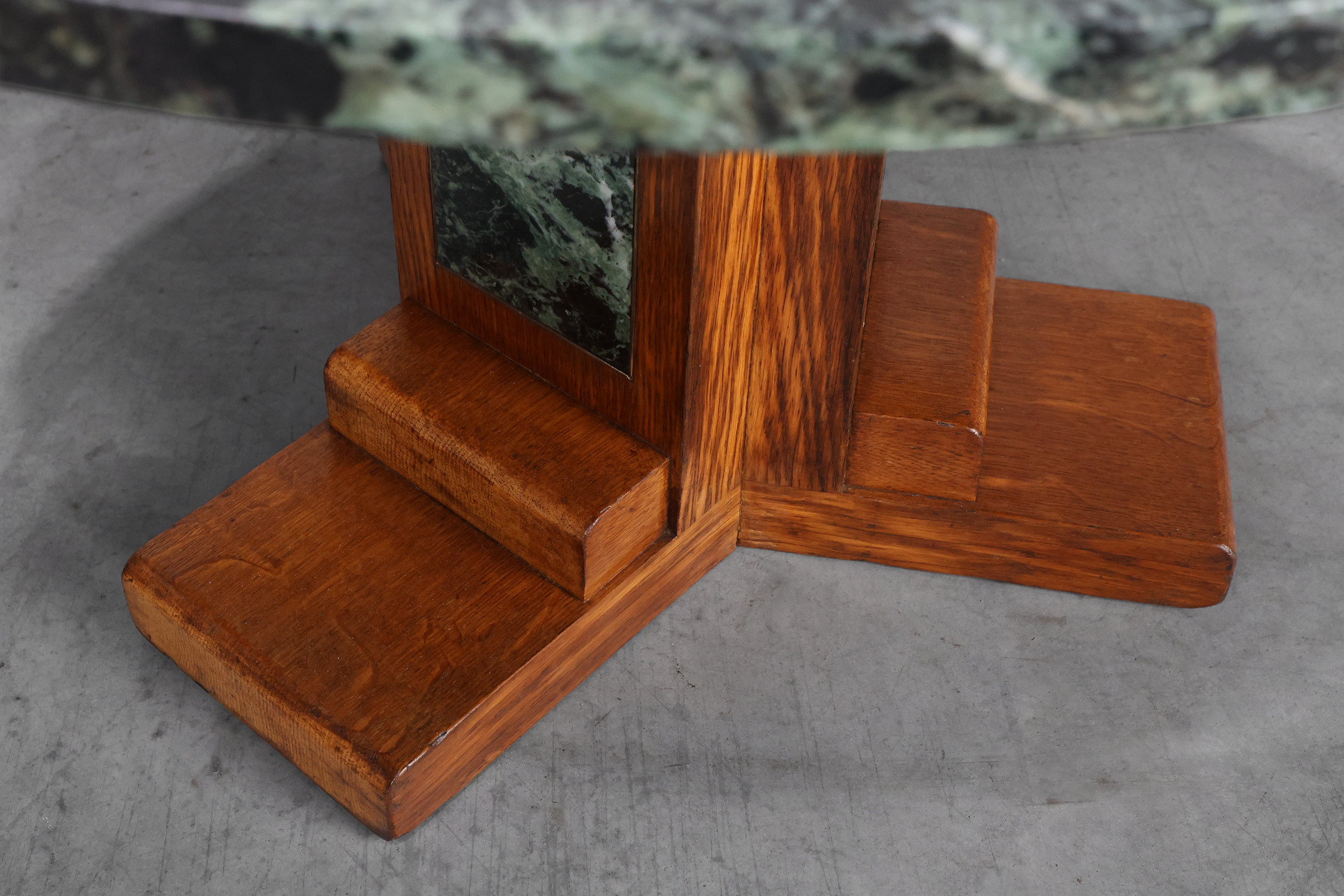 Art Deco Oak and Green Marble Coffee Table, France, 1920thumbnail